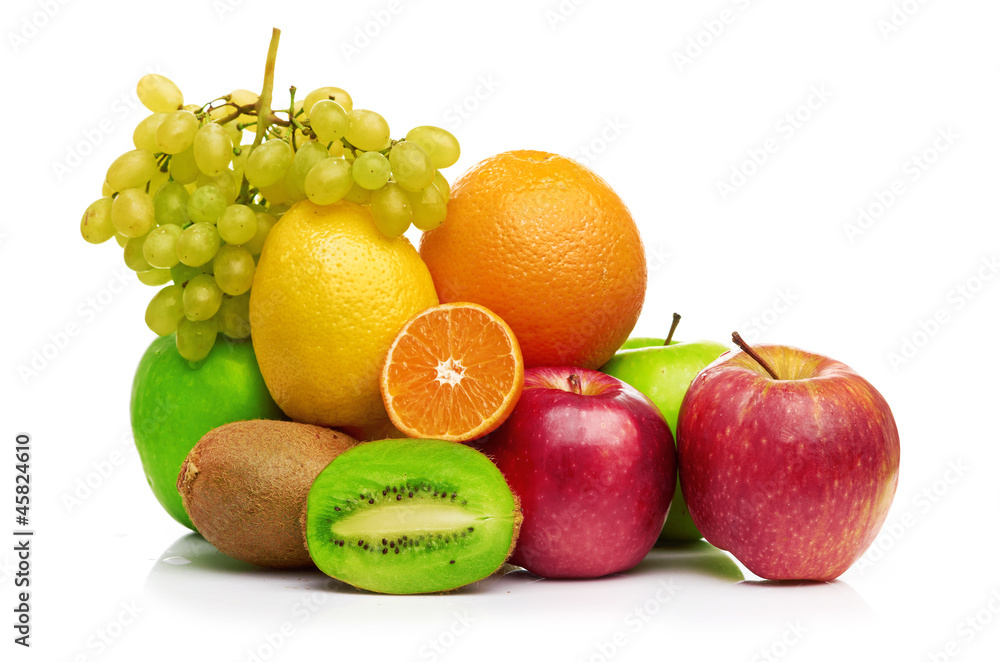 Composition with fruits isolated on a white Composition with fruits isolated on a white