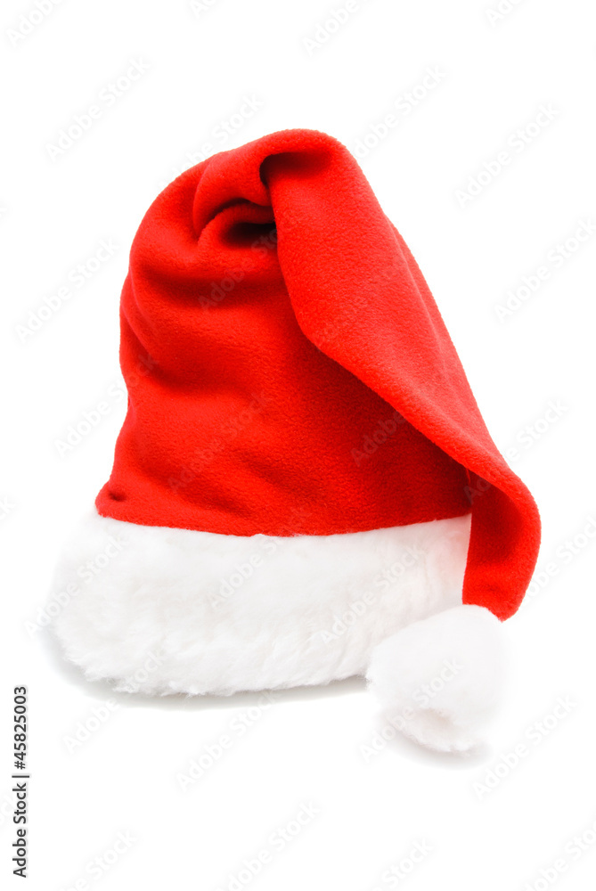 red santa hat - christmas or new year's concept for postcard iso