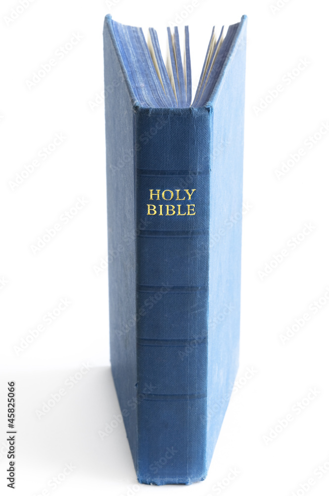 blue holy bible standing upright Stock Photo Adobe Stock