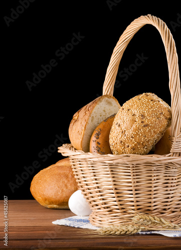 fresh bread isolated on black