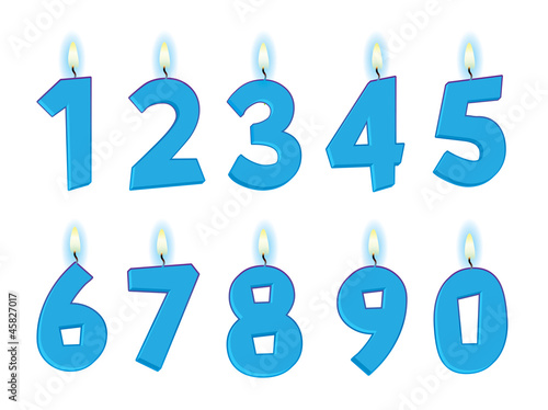 numéros bleus, ages de bougies d'anniversaires de garçon