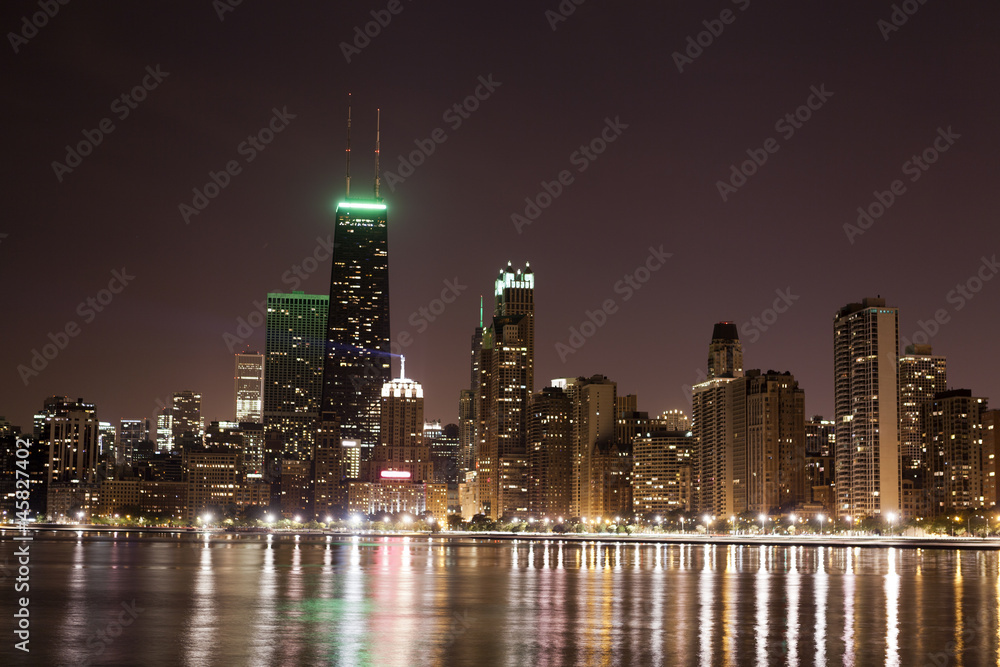 Obraz premium Chicago Downtown at night
