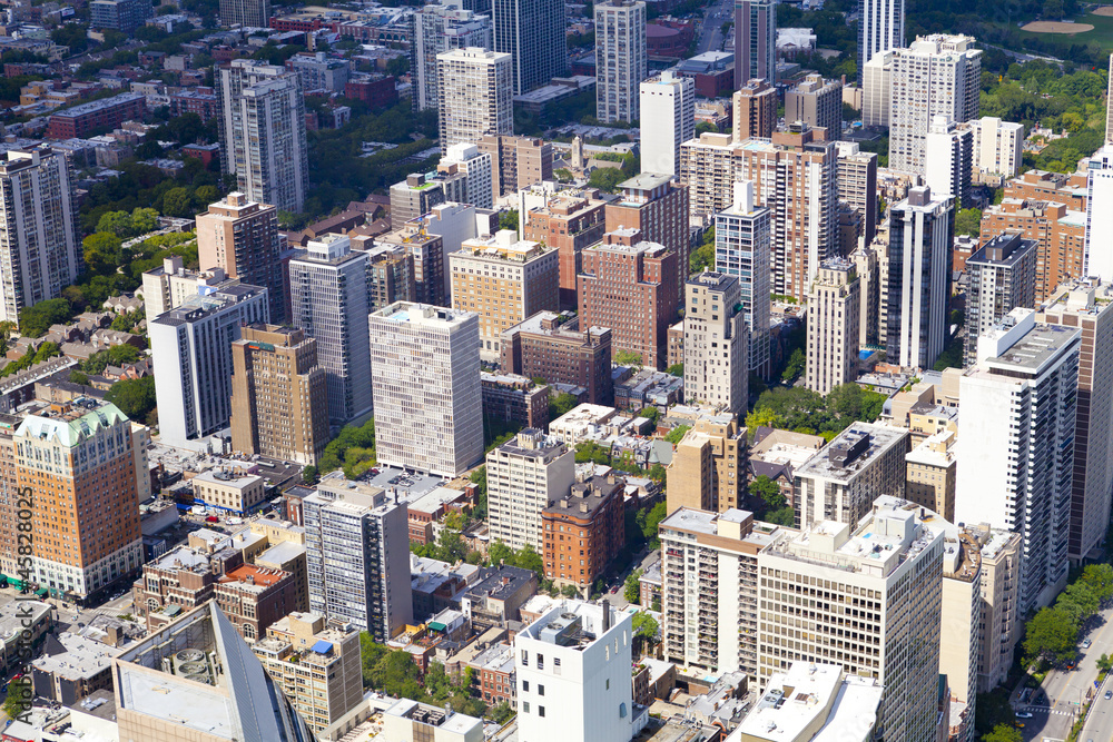 Naklejka premium Aerial View (Chicago Downtown)