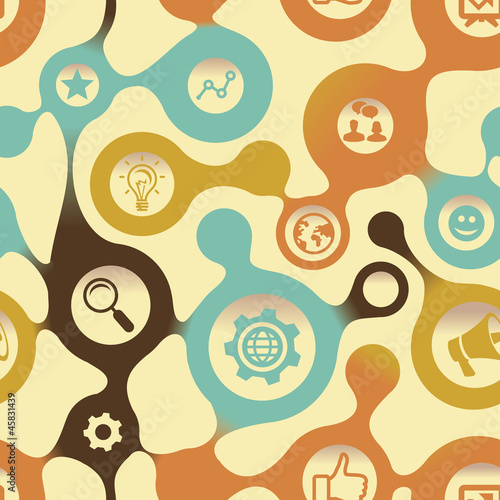 Vector social media pattern with intenet icons