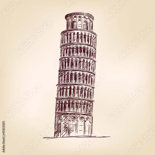 Pisa Tower - hand drawn  vector illustration  isolated