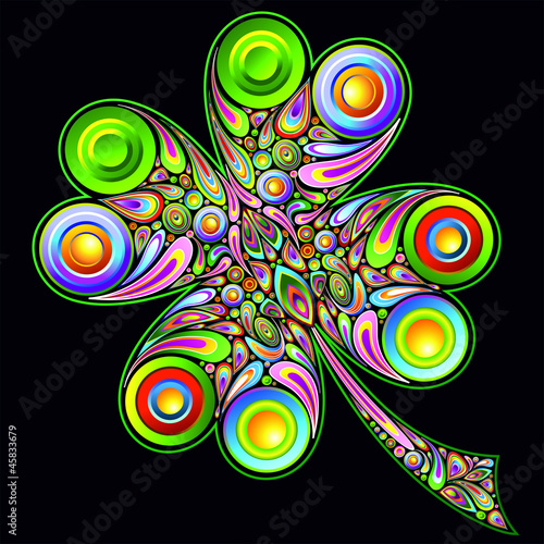 Shamrock Clover Psychedelic Design Quadrifoglio Psichedelico