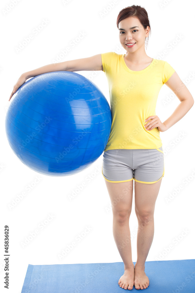 Girl with exercise ball Girl with exercise ball