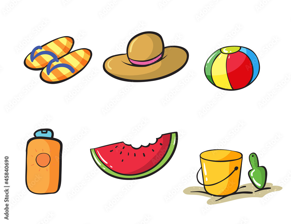 various beach objects various beach objects