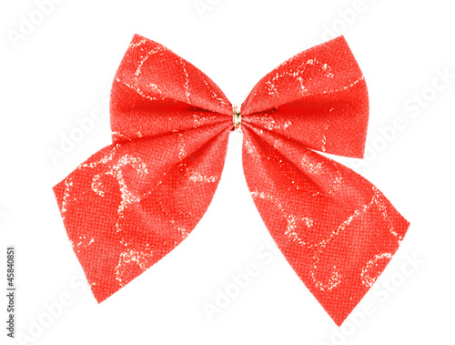 Red bow isolated on white background