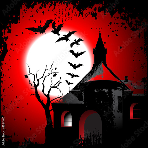 Halloween background with the scary house