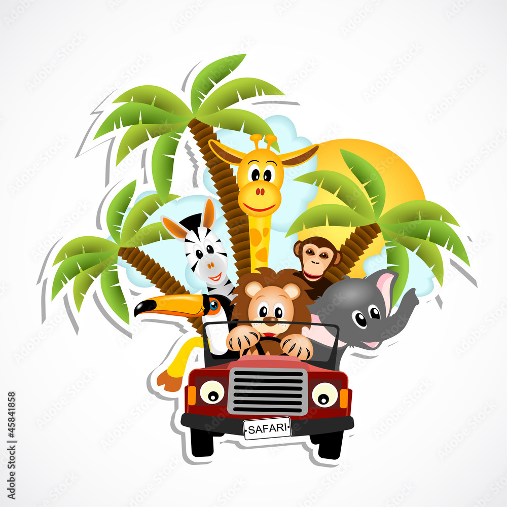 Fototapeta premium animals in the car