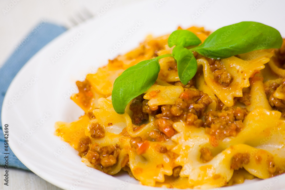 Farfalle pasta with bolognese sauce Farfalle pasta with bolognese sauce