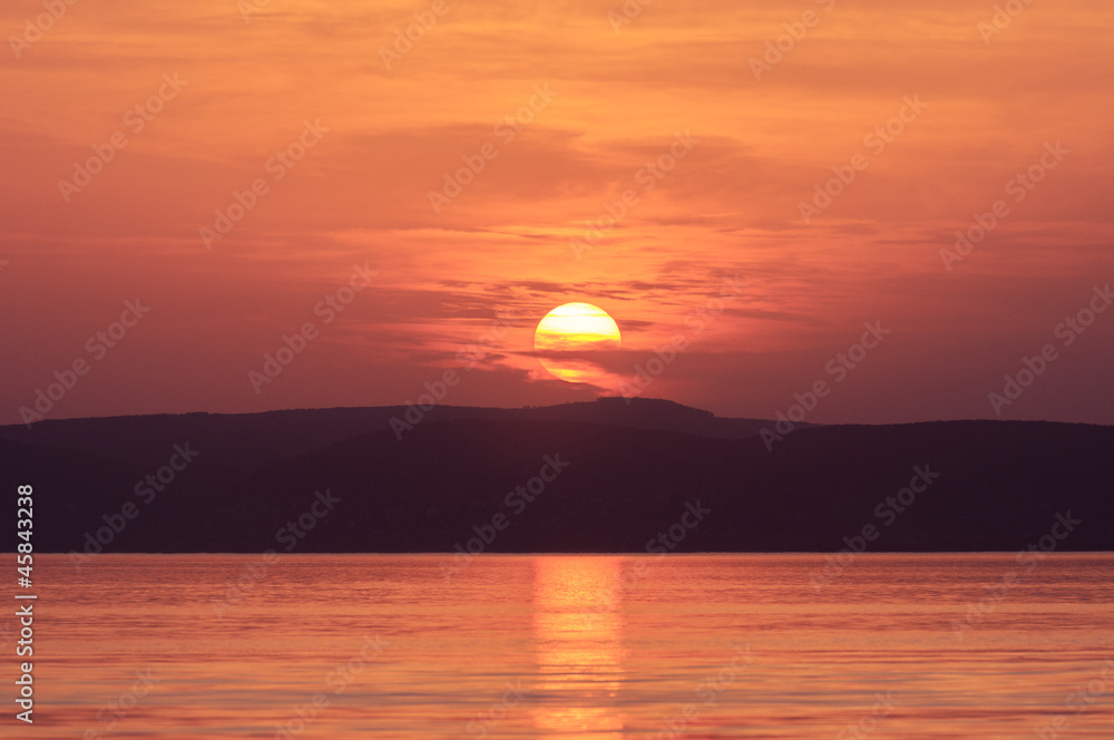 Sunset at the beach with red sky Sunset at the beach with red sky