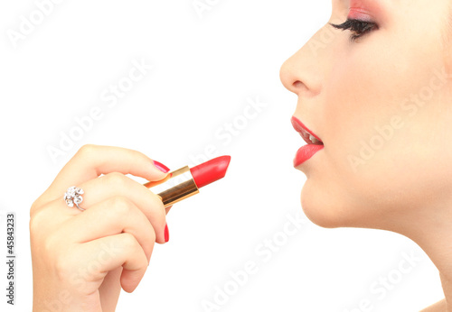 beautiful woman is applying...