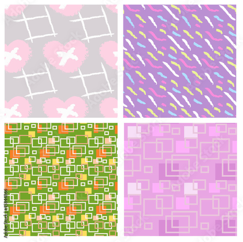 set of four colorful seamless ornaments