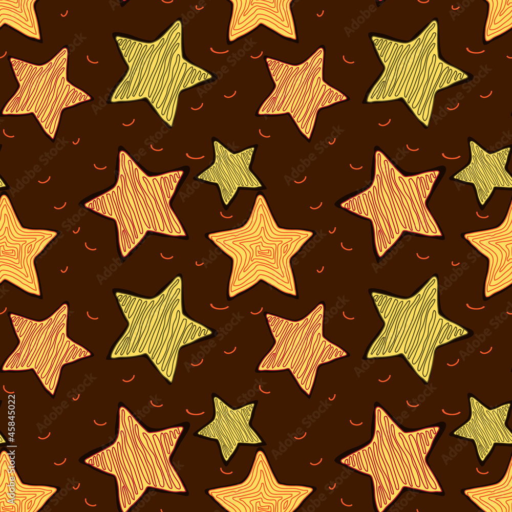 Brown background with the drawn stars Brown background with the drawn stars