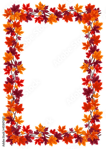Autumn maple leaves frame. Vector illustration.