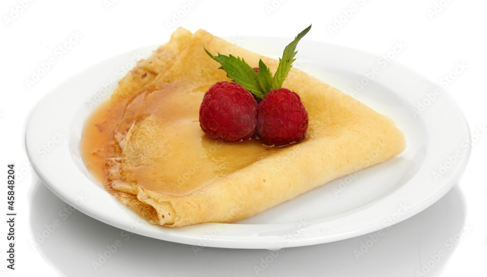 Delicious pancake with berries and honey Delicious pancake with berries and honey
