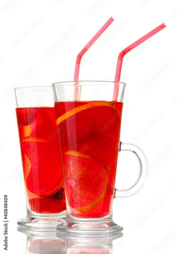 sangria in glasses, isolated on white