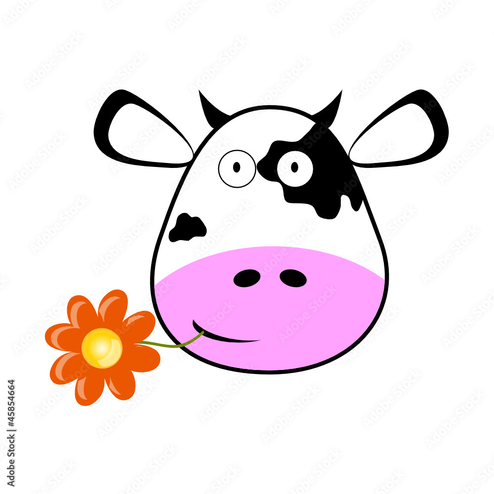 cow head with a flower vector illustration cow head with a flower vector illustration