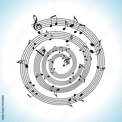 abstract music background with musical notes on white