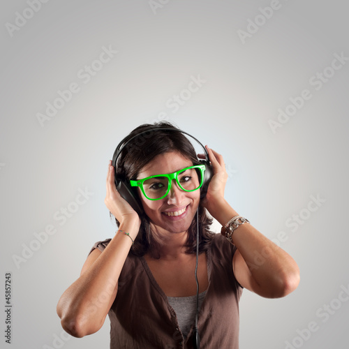 beautiful girl listen to music
