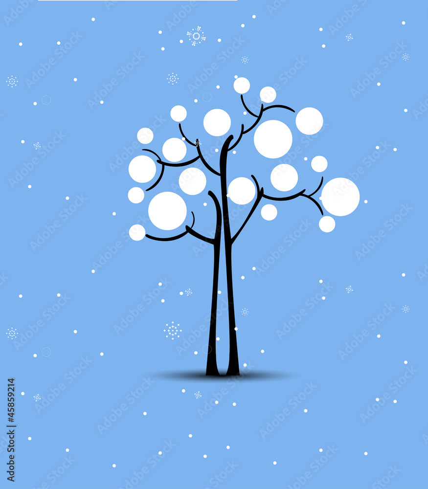 Fototapeta premium abstract futuristic christmas stylized tree with snow