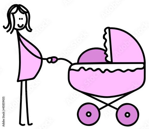 Schwangere mit Kinderwagen
