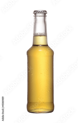 fruit juice beer bottle studio shot with cap isolated on white