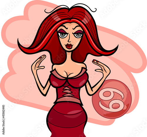 woman cartoon illustration cancer sign