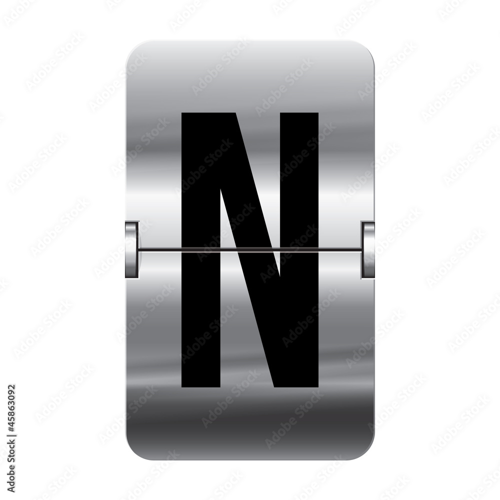 Silver flipboard letter - departure board - n Silver flipboard letter - departure board - n