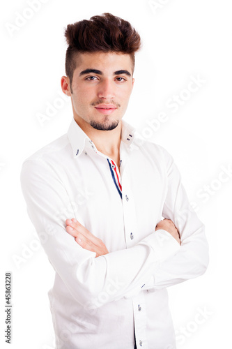 Portrait of young casual man smiling, isolated on white © cristovao31