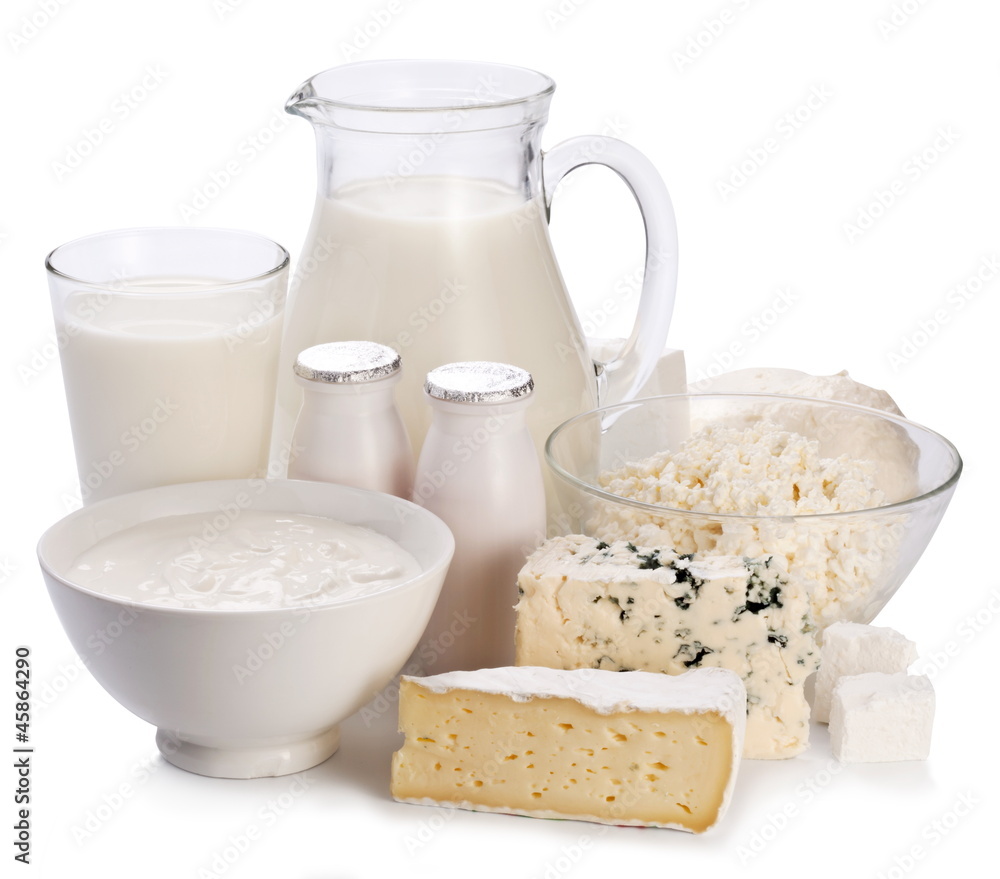 Dairy products on a white background. Dairy products on a white background.