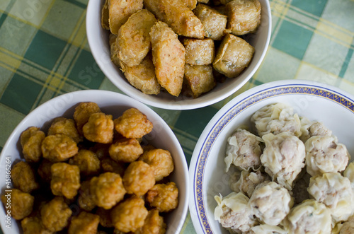Fried fish ball and dim sum