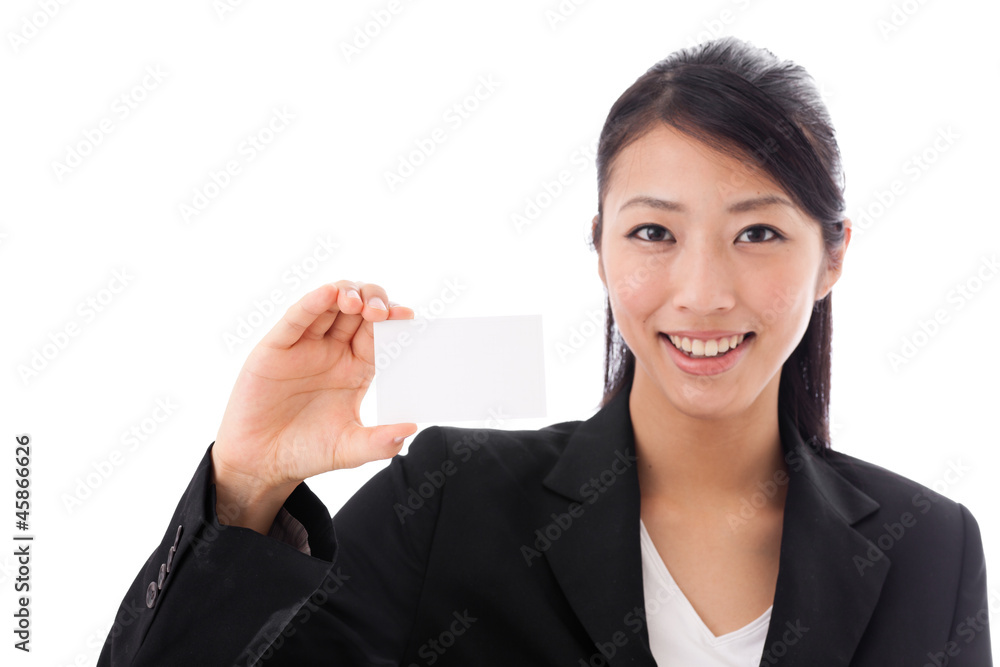 asian businesswoman holding name card asian businesswoman holding name card