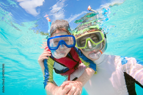 Father and son snorkeling