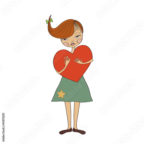 romantic young girl with big heart