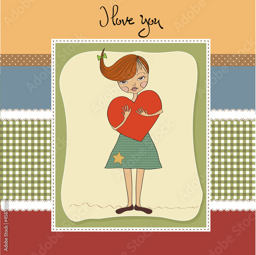 romantic young girl with big heart