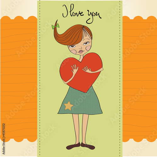 romantic young girl with big heart