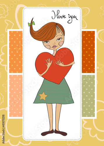 romantic young girl with big heart