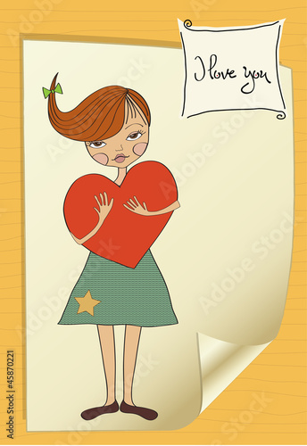 romantic young girl with big heart