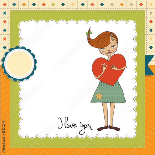 romantic young girl with big heart