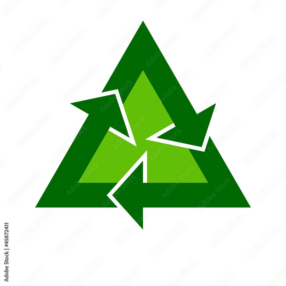 Obraz premium Green recycle icon on white background