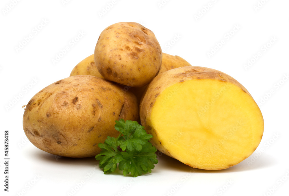 Cut potatoes isolated on white background Cut potatoes isolated on white background