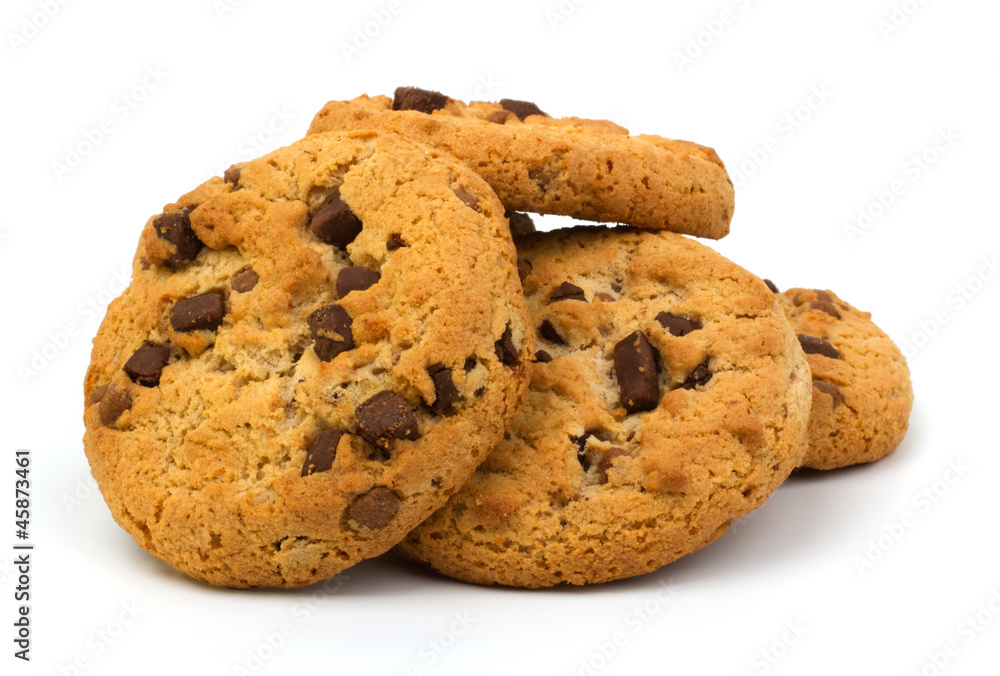 Chocolate pastry cookies isolated on white background Chocolate pastry cookies isolated on white background
