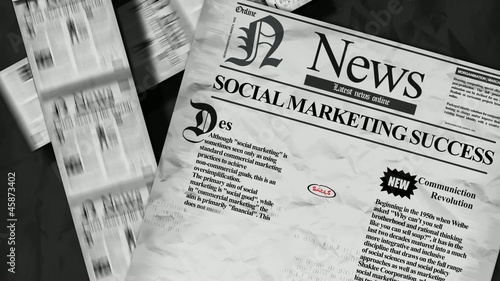 Social marketing success Newspaper headline animation