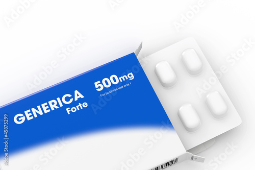 Blue generica medical pill box angular photo