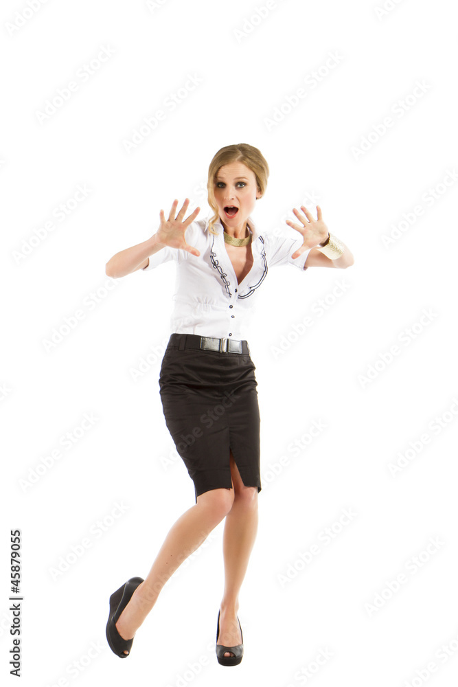 junge blonde frau im business outfit junge blonde frau im business outfit