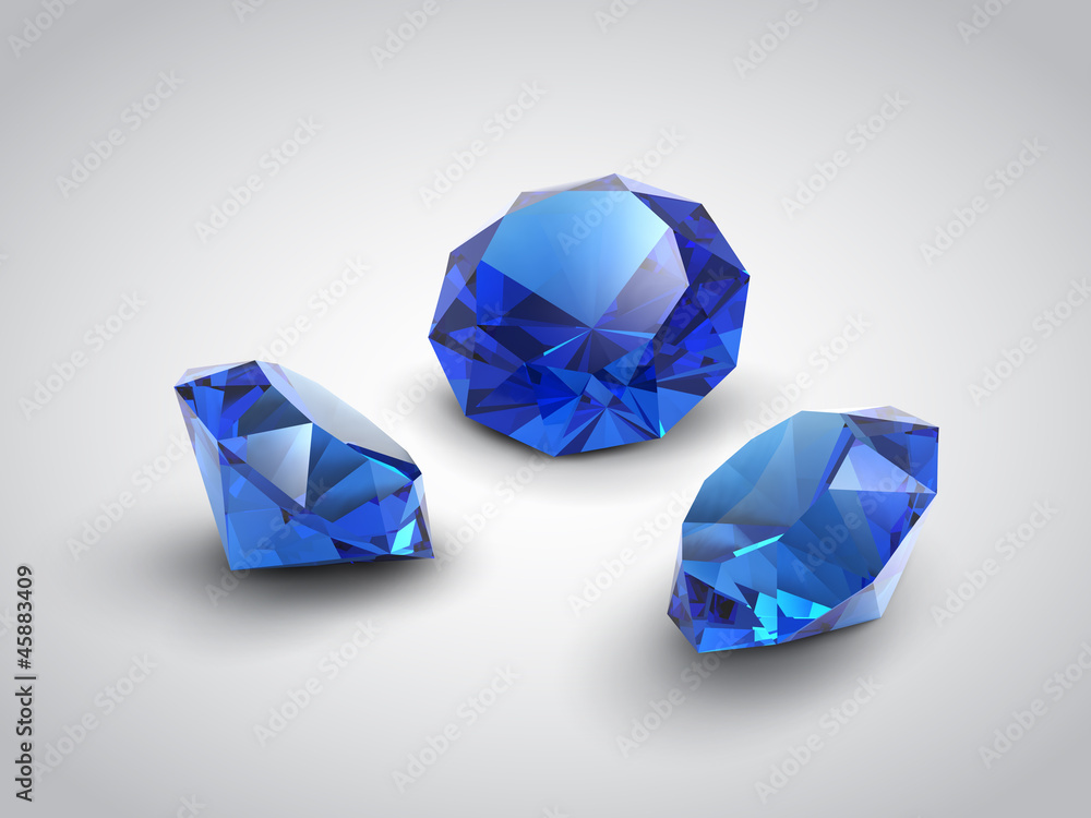 Fototapeta premium A beautiful sapphire gems (vector objects)