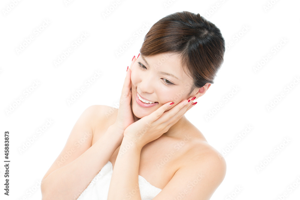 Beautiful young woman on white background. Portrait of asian. Beautiful young woman on white background. Portrait of asian.